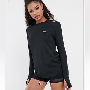 ASOS long sleeve running top in black and size US 10